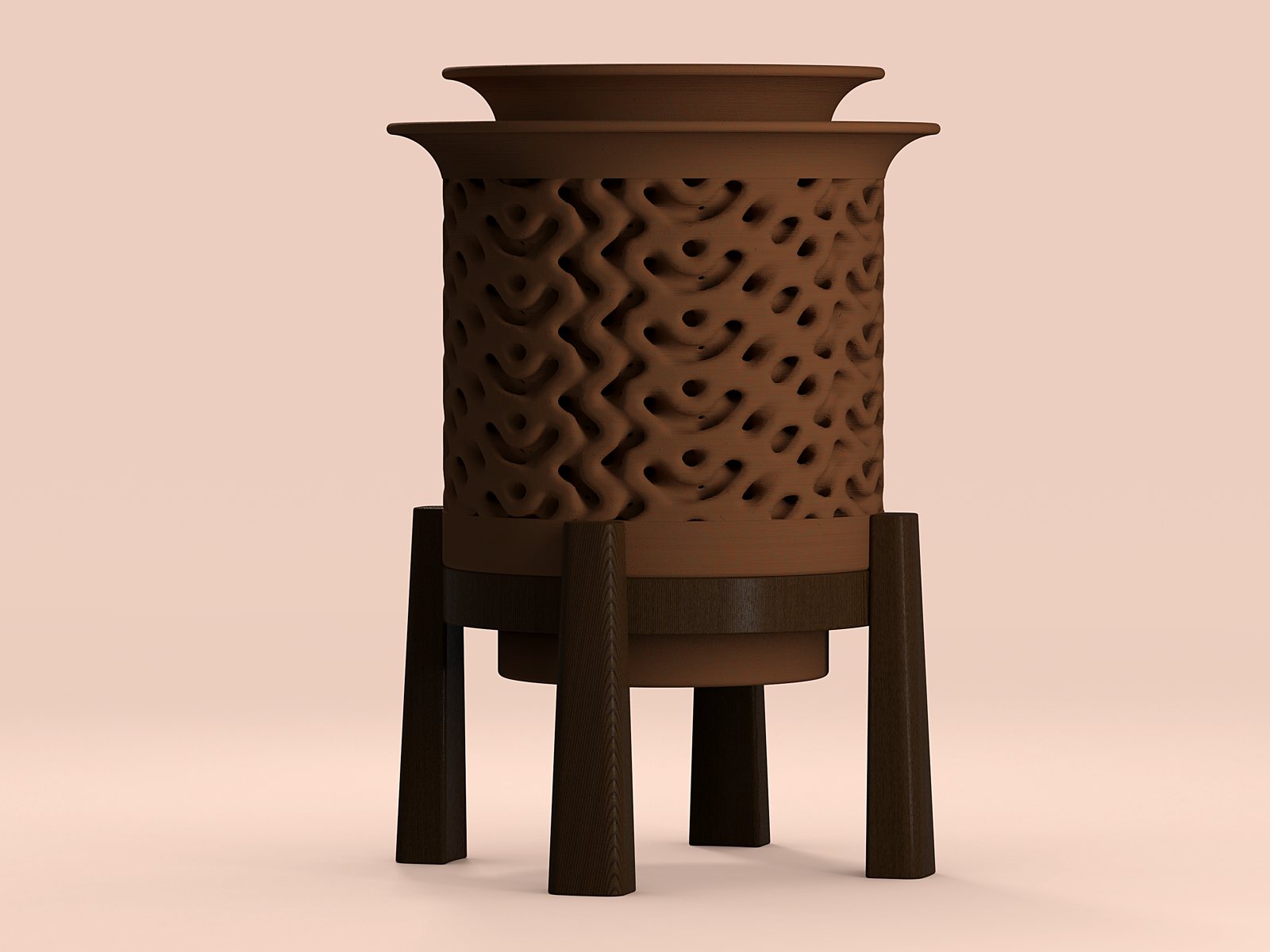 The full cooler on its stand