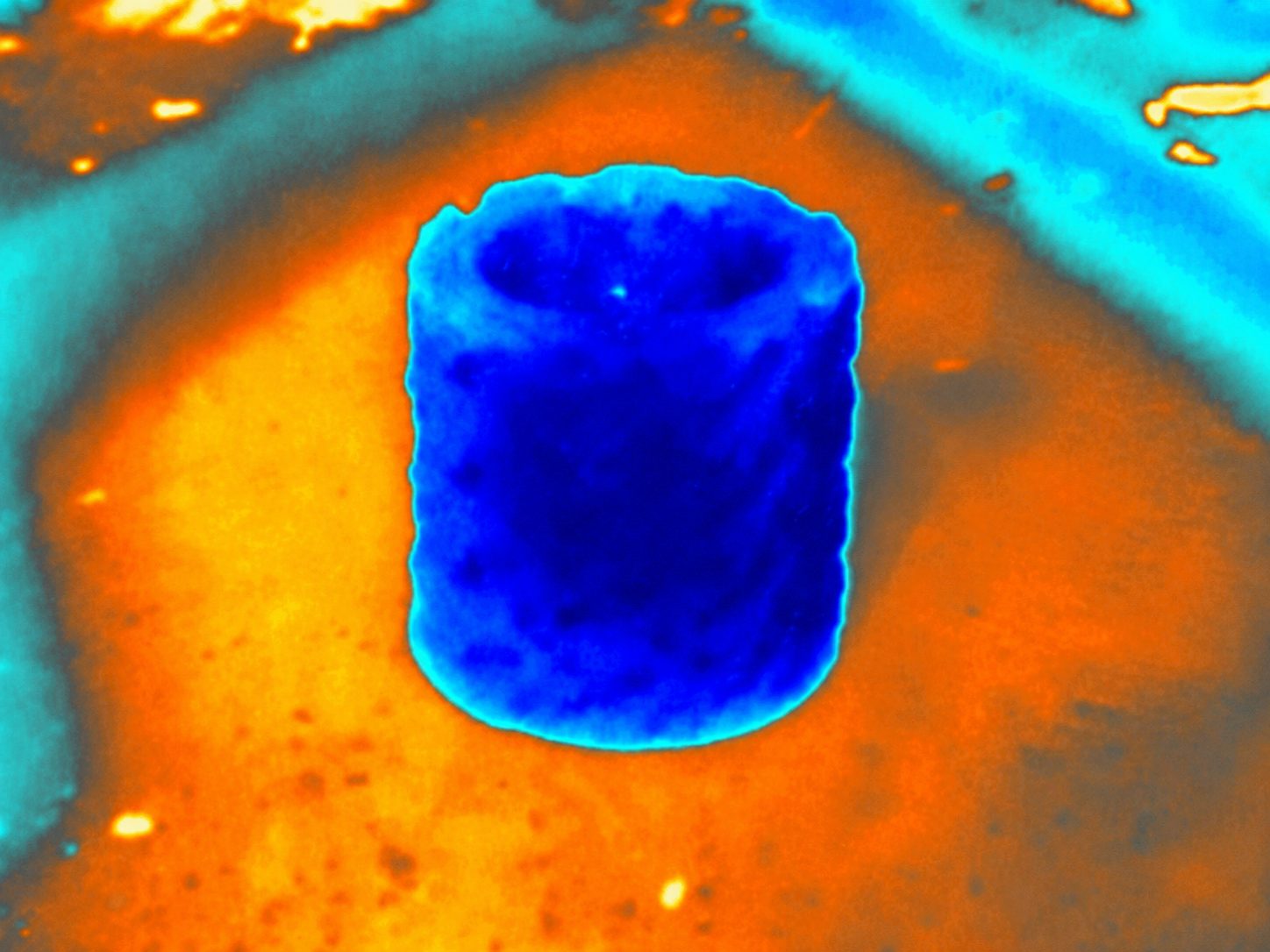 Thermal photo of the lattice filled with water